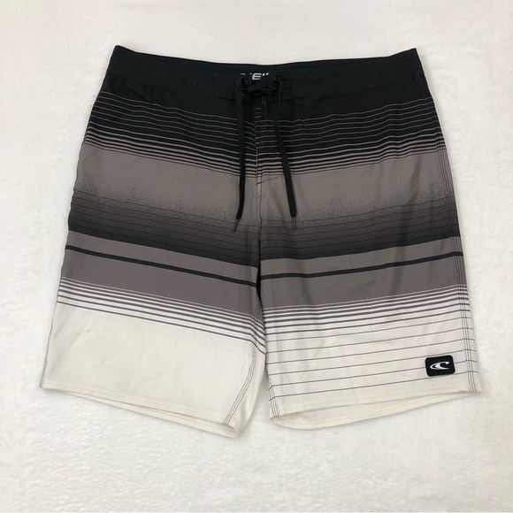 O'Neill Other - O’Neill Surf Black & White Striped Pool Board Shorts Swim Trunks Mens Size 36